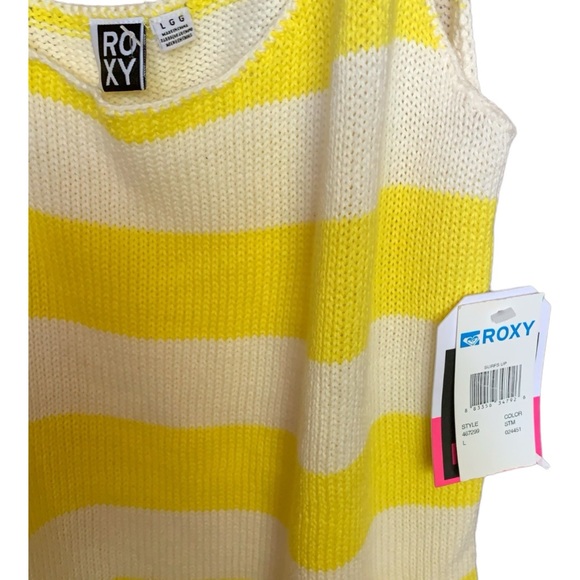 NWT Roxy Women's Sunrise Club Strappy Tank Top Yellow/White Stripes Size Large - Picture 1 of 4